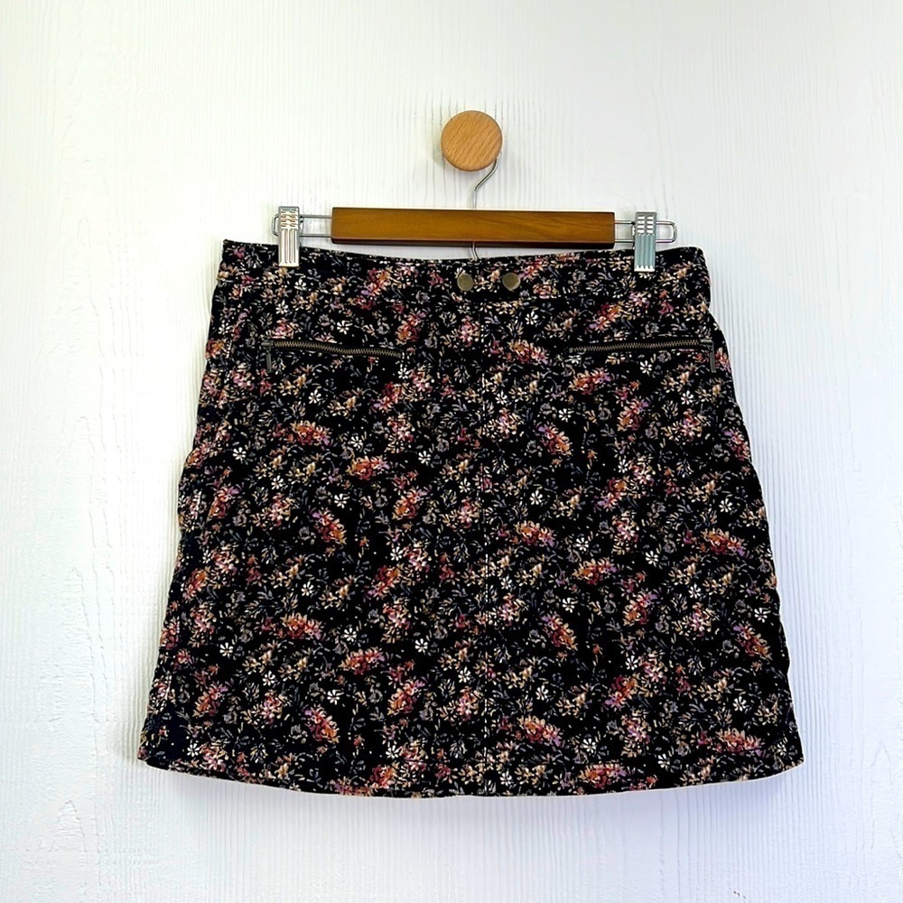 Mossimo Supply CO - Floral Corduroy Black Button Mini Skirt Size 6